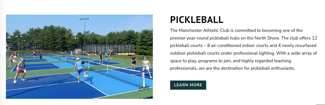 home page section showing pickleball courts